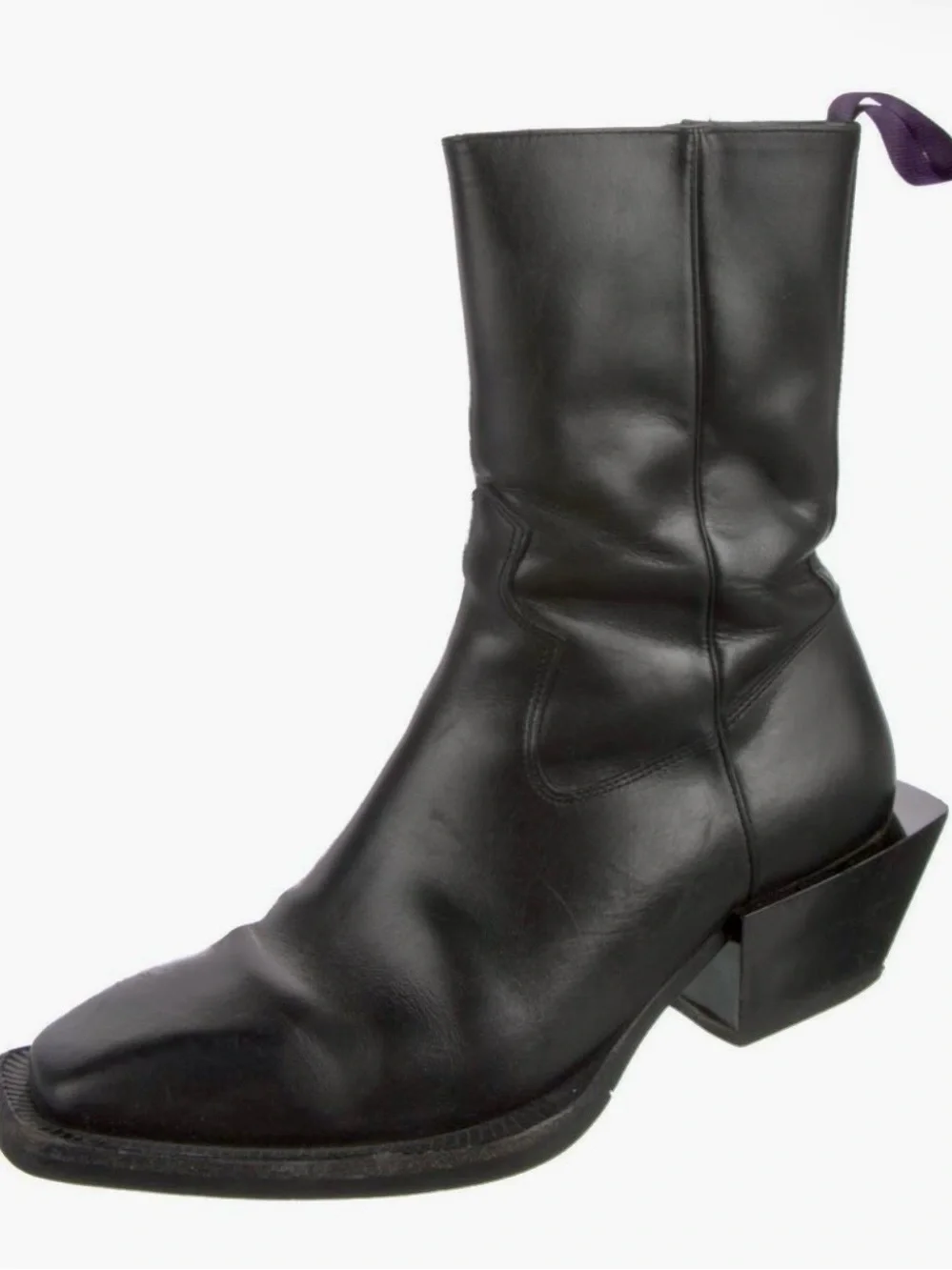 Eytys Luciano Black Leather Sculpted-Heel Ankle Boots